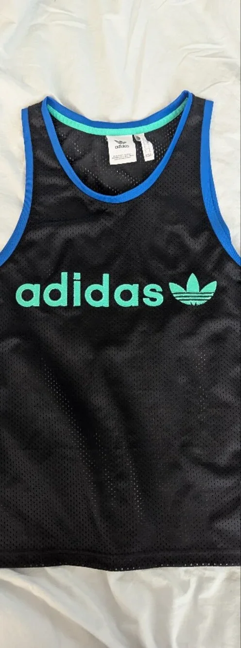 adidas Men’s Black & Teal Logo Tank